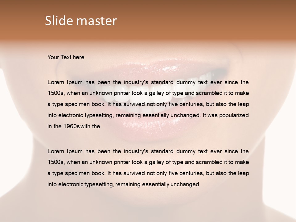 Smiling Woman Mouth With Great Teeth. Over White Background PowerPoint Template