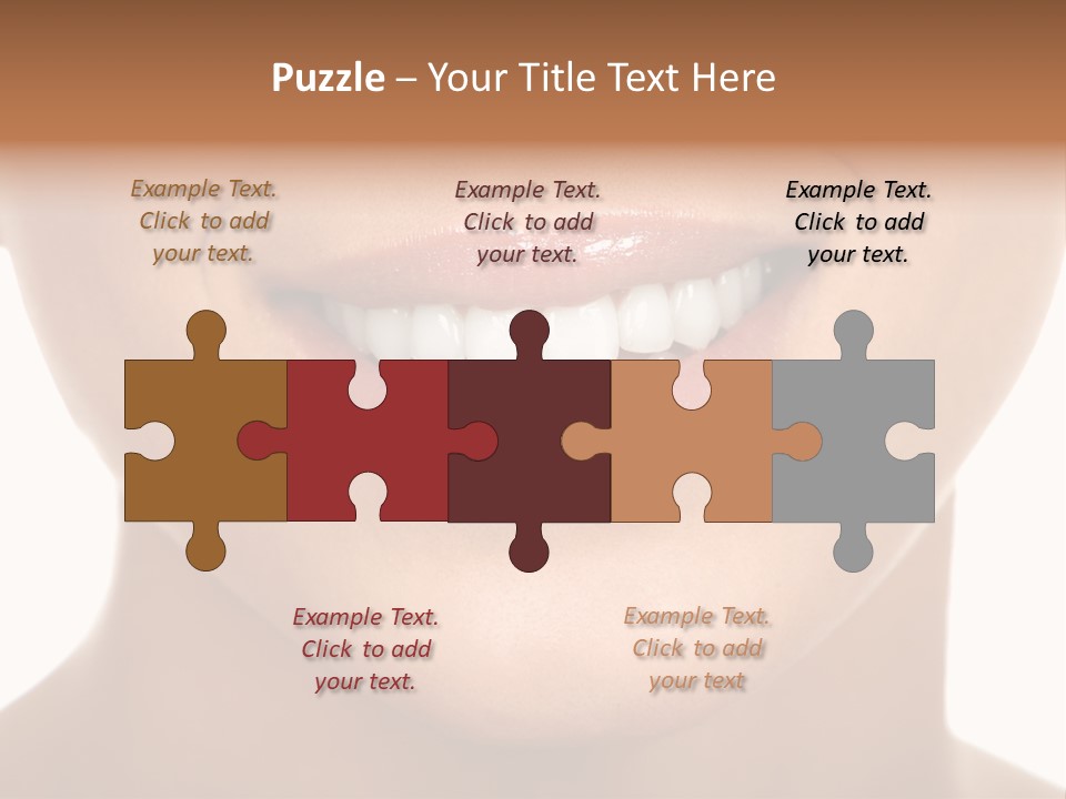 Smiling Woman Mouth With Great Teeth. Over White Background PowerPoint Template