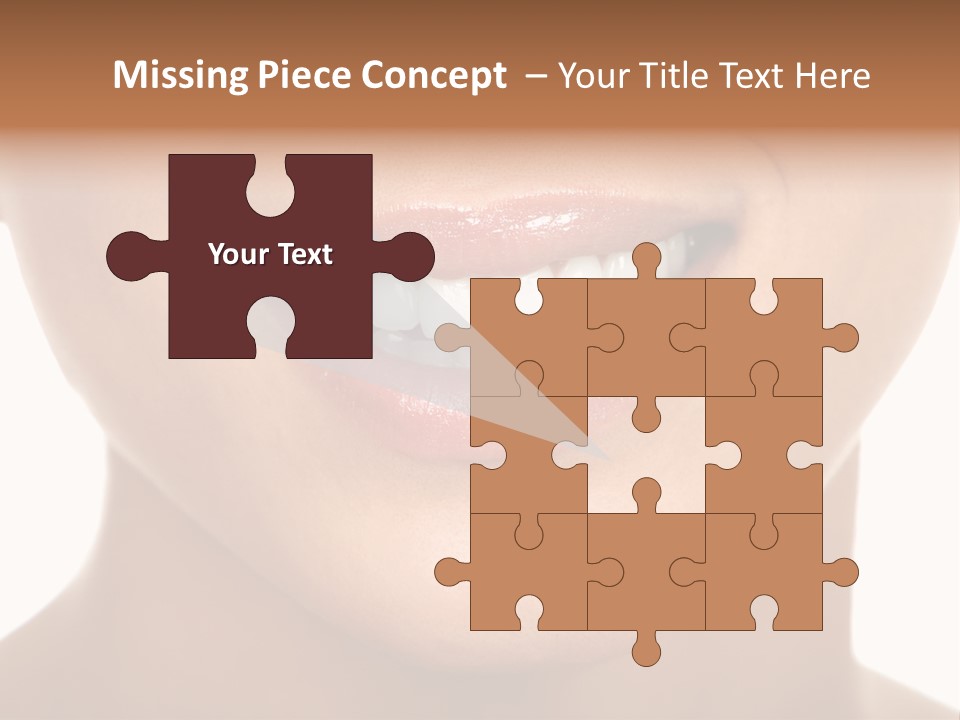 Smiling Woman Mouth With Great Teeth. Over White Background PowerPoint Template