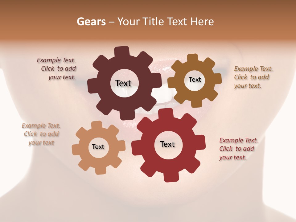 Smiling Woman Mouth With Great Teeth. Over White Background PowerPoint Template