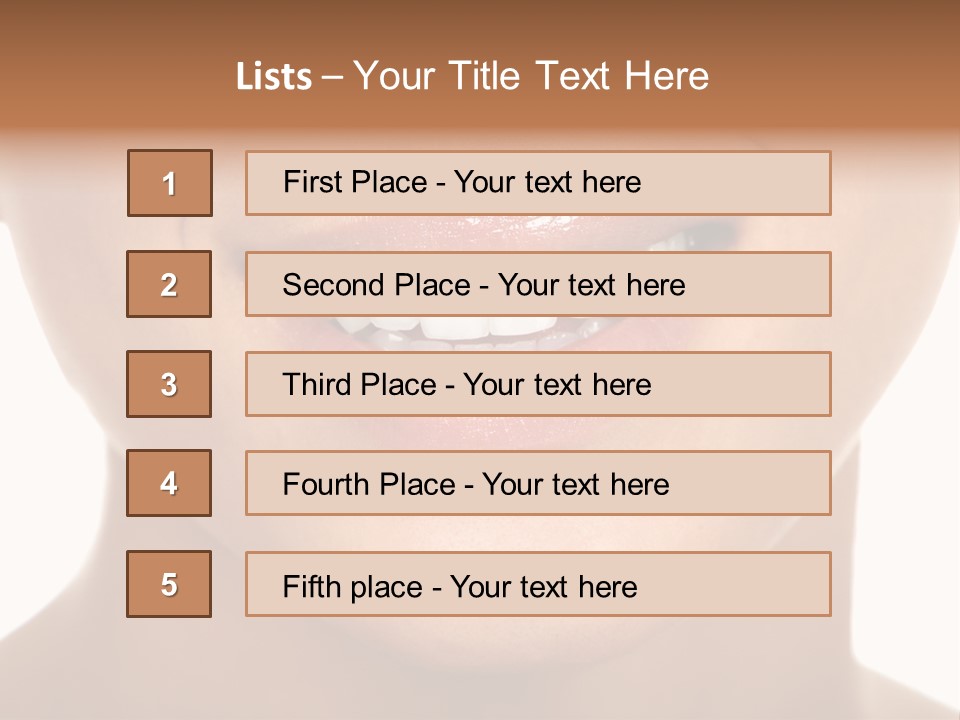 Smiling Woman Mouth With Great Teeth. Over White Background PowerPoint Template