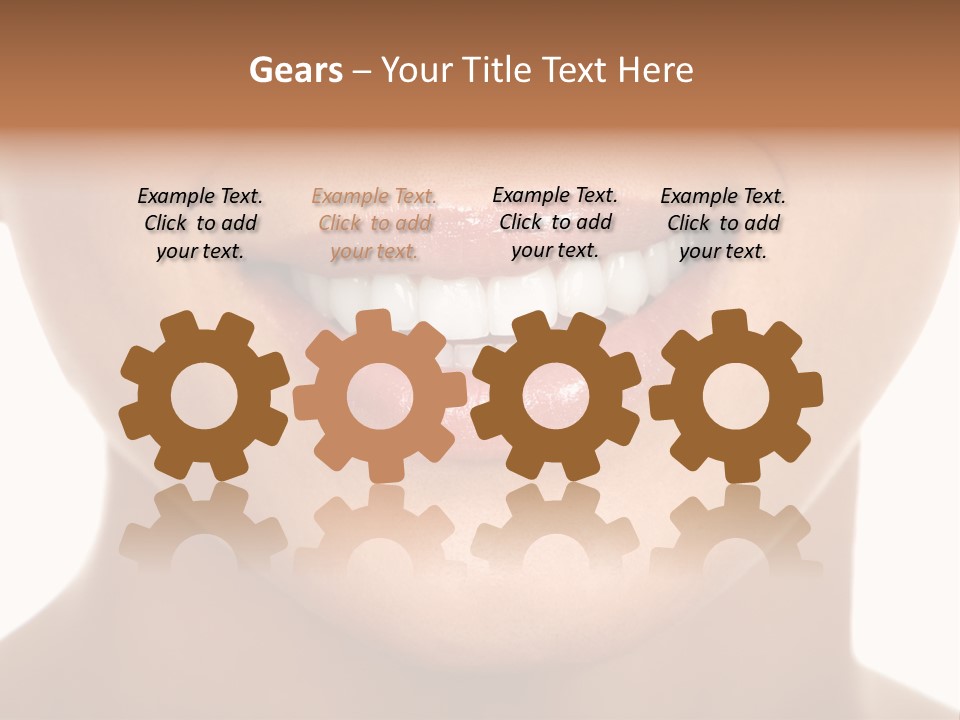 Smiling Woman Mouth With Great Teeth. Over White Background PowerPoint Template