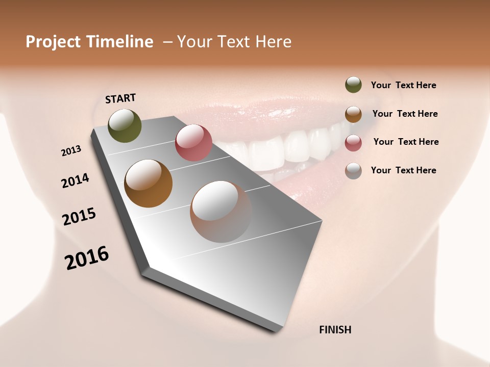 Smiling Woman Mouth With Great Teeth. Over White Background PowerPoint Template