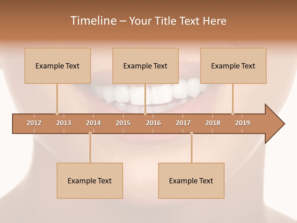Smiling Woman Mouth With Great Teeth. Over White Background PowerPoint Template