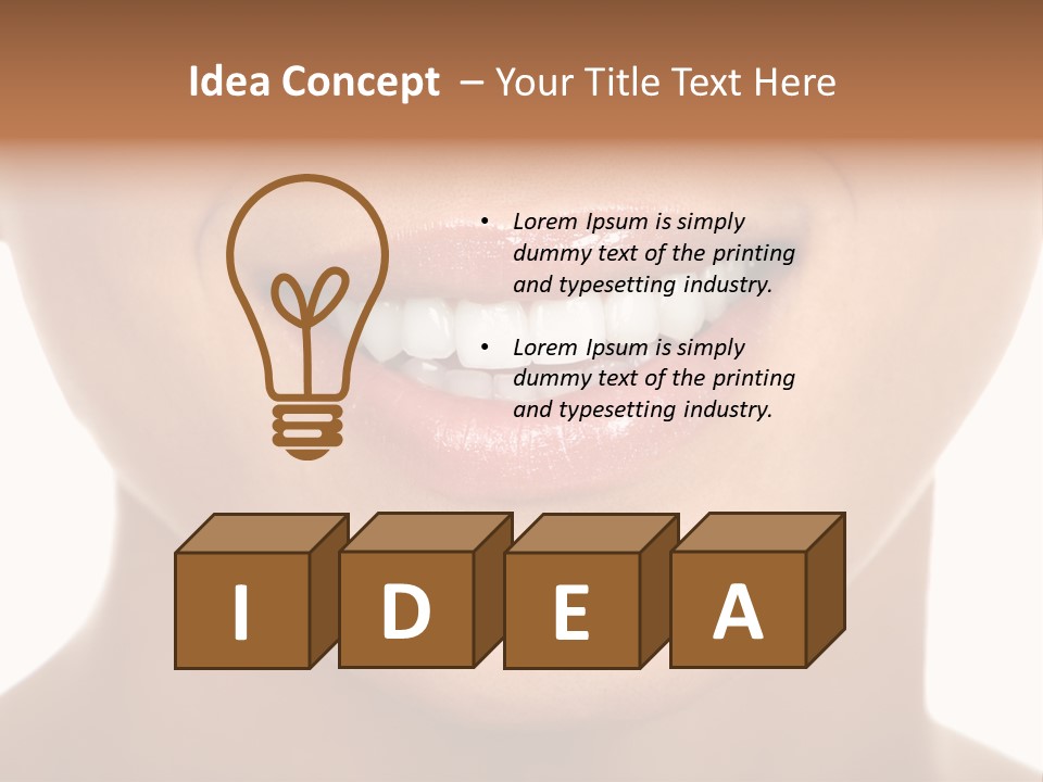 Smiling Woman Mouth With Great Teeth. Over White Background PowerPoint Template