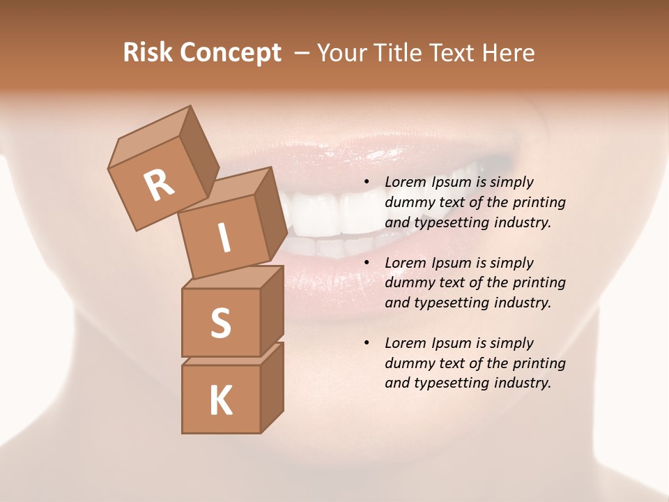 Smiling Woman Mouth With Great Teeth. Over White Background PowerPoint Template