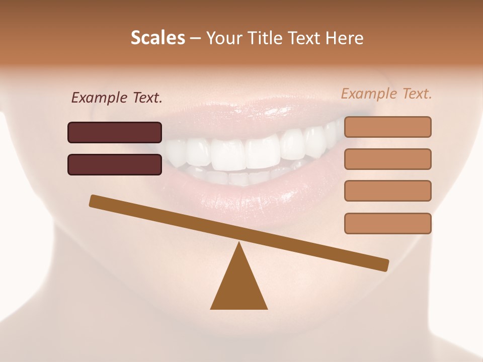 Smiling Woman Mouth With Great Teeth. Over White Background PowerPoint Template