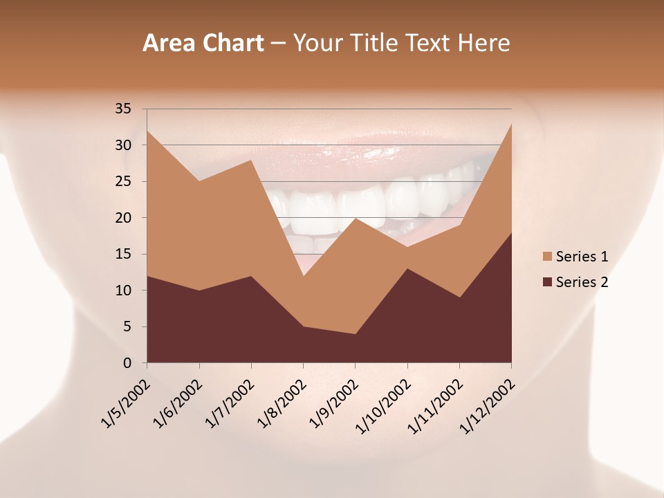 Smiling Woman Mouth With Great Teeth. Over White Background PowerPoint Template