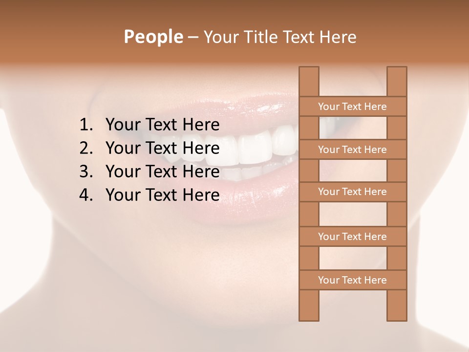 Smiling Woman Mouth With Great Teeth. Over White Background PowerPoint Template