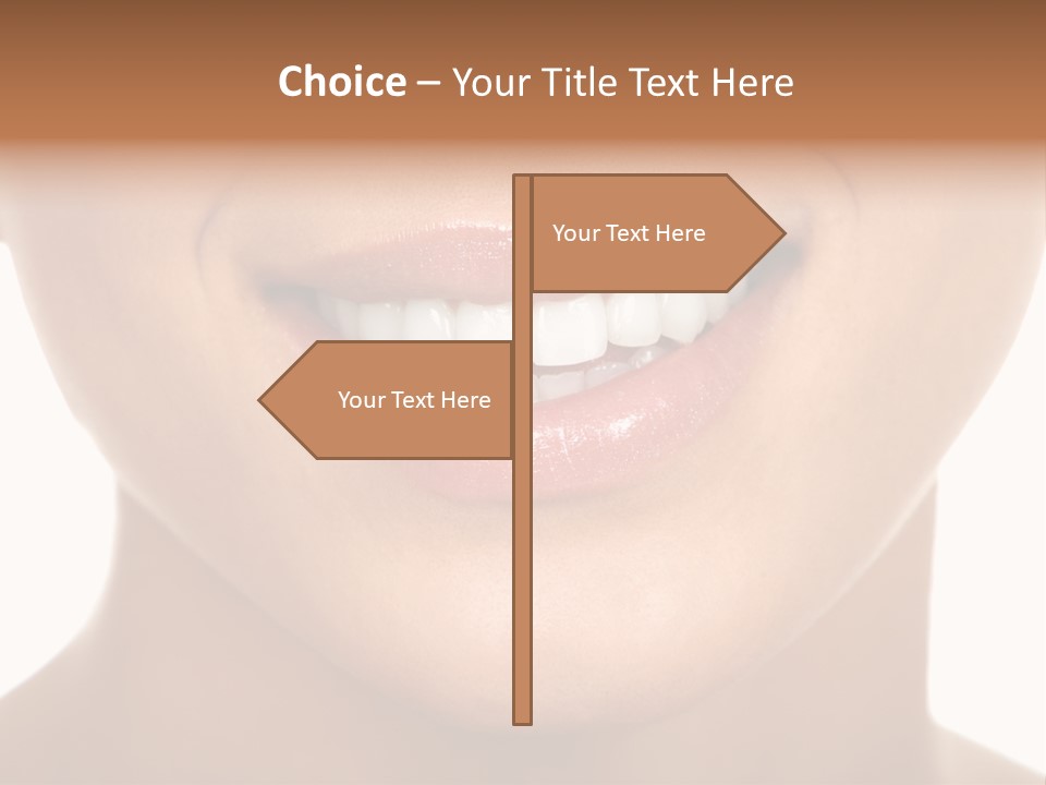 Smiling Woman Mouth With Great Teeth. Over White Background PowerPoint Template