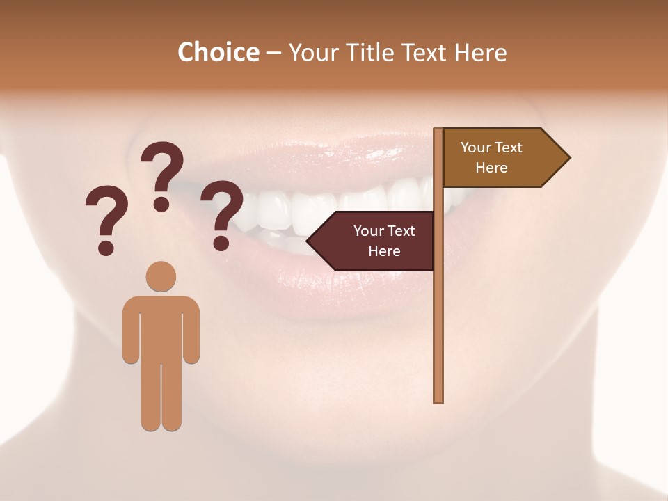 Smiling Woman Mouth With Great Teeth. Over White Background PowerPoint Template