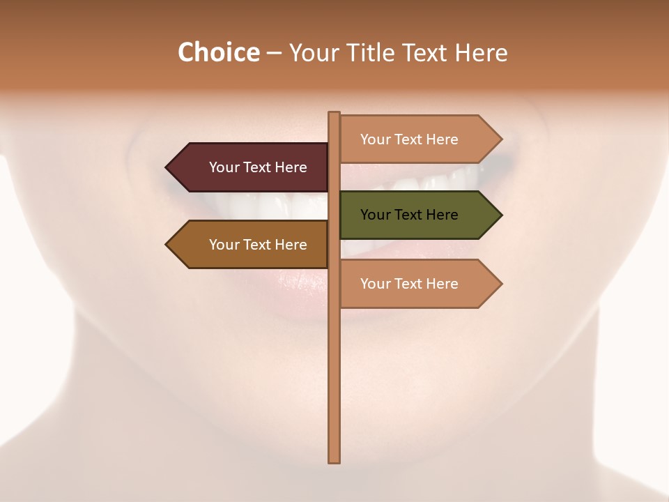 Smiling Woman Mouth With Great Teeth. Over White Background PowerPoint Template