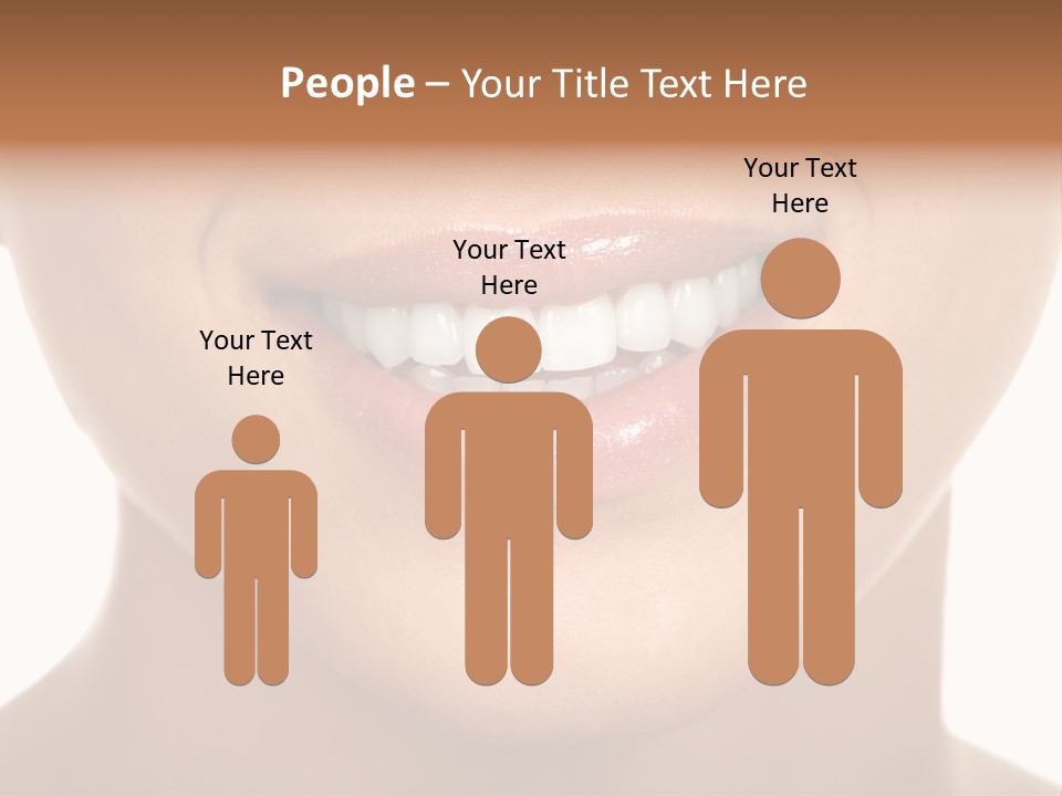 Smiling Woman Mouth With Great Teeth. Over White Background PowerPoint Template