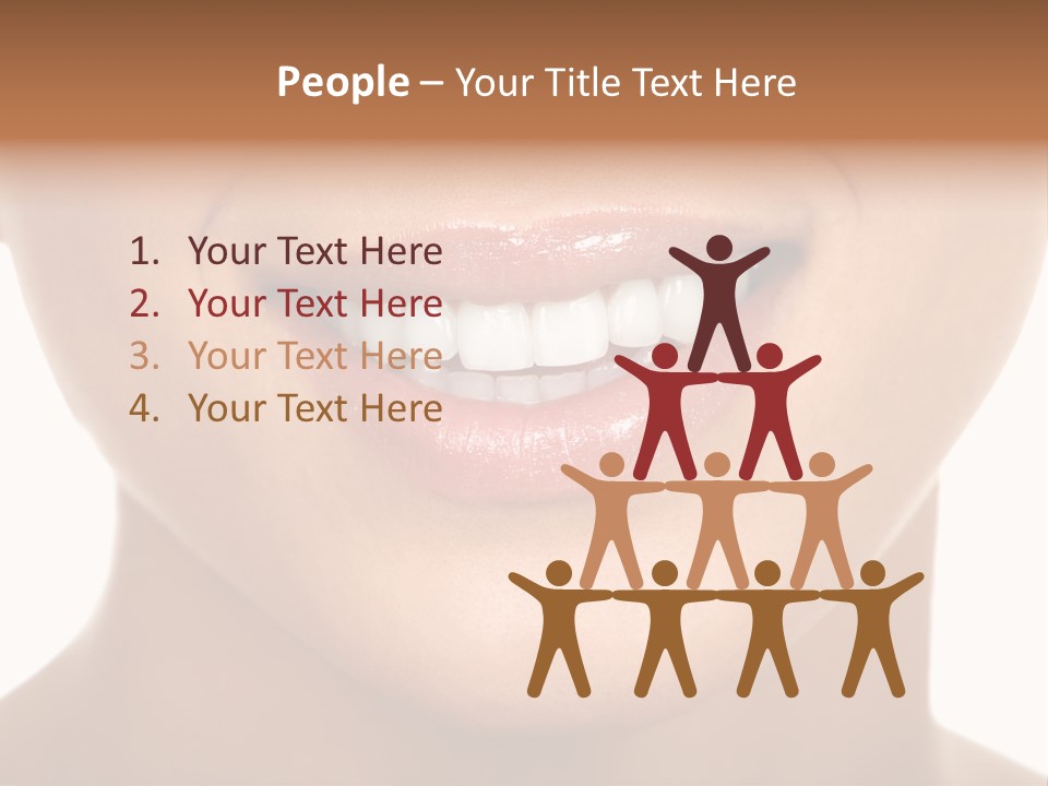 Smiling Woman Mouth With Great Teeth. Over White Background PowerPoint Template