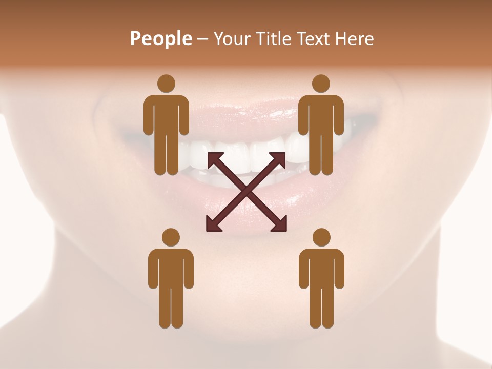 Smiling Woman Mouth With Great Teeth. Over White Background PowerPoint Template