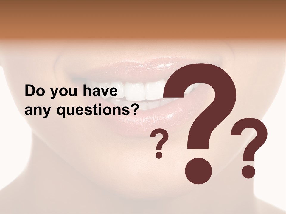 Smiling Woman Mouth With Great Teeth. Over White Background PowerPoint Template