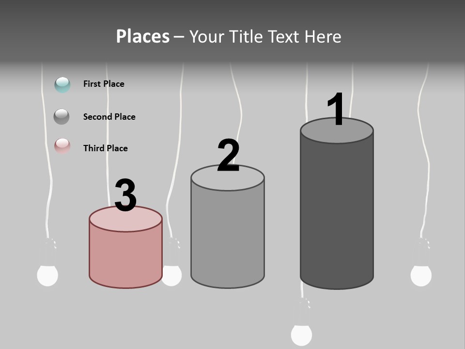 Seven Electric Lamps On A Black Background PowerPoint Template