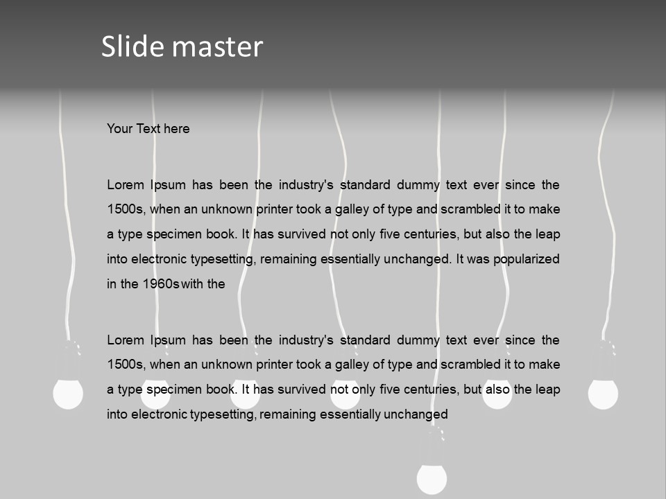 Seven Electric Lamps On A Black Background PowerPoint Template