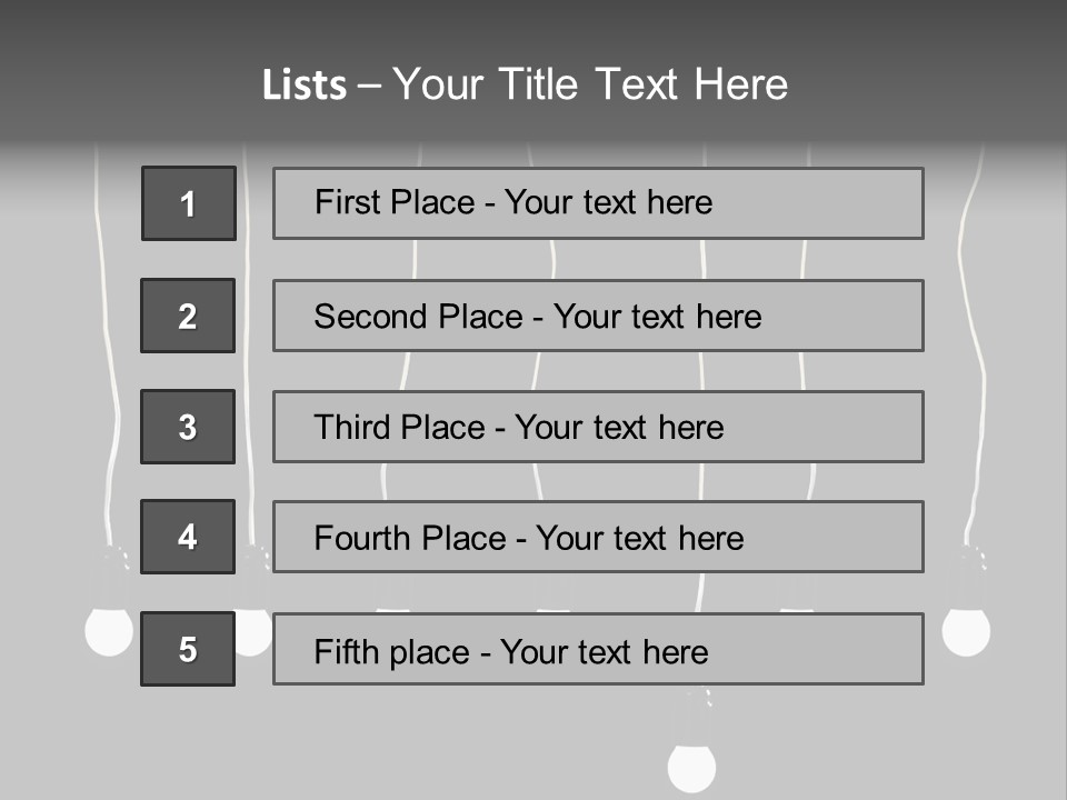 Seven Electric Lamps On A Black Background PowerPoint Template