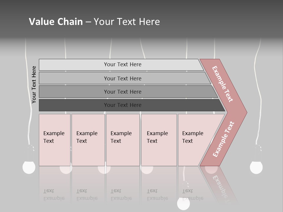 Seven Electric Lamps On A Black Background PowerPoint Template