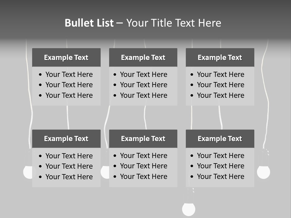 Seven Electric Lamps On A Black Background PowerPoint Template