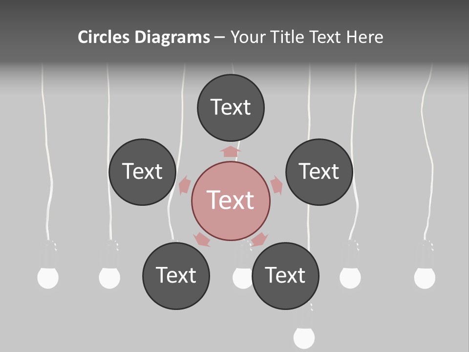 Seven Electric Lamps On A Black Background PowerPoint Template