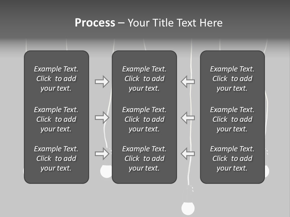Seven Electric Lamps On A Black Background PowerPoint Template
