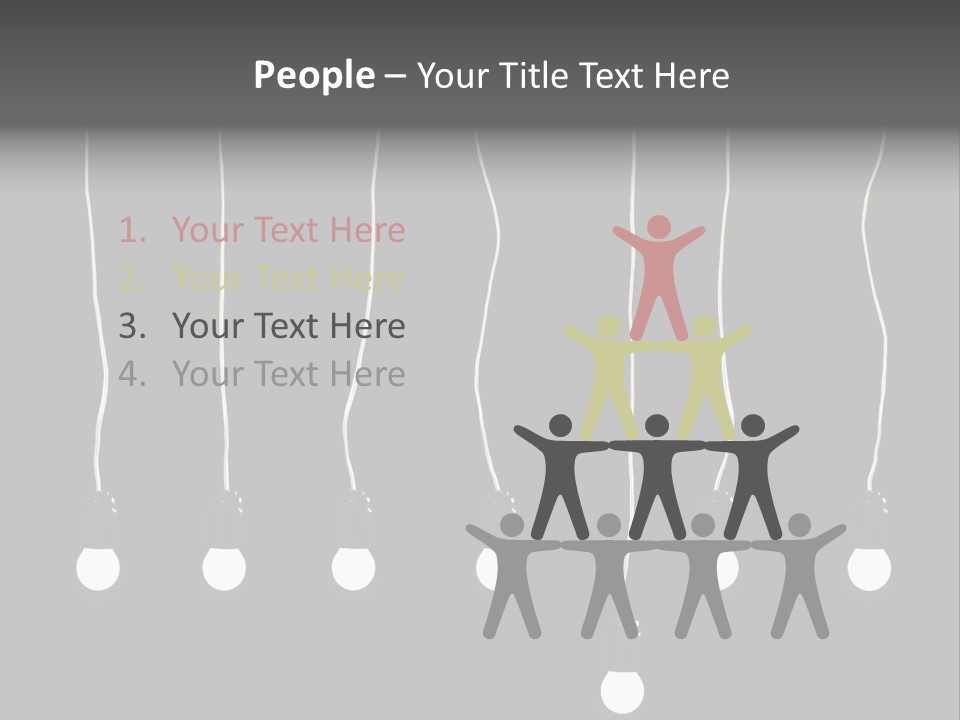 Seven Electric Lamps On A Black Background PowerPoint Template