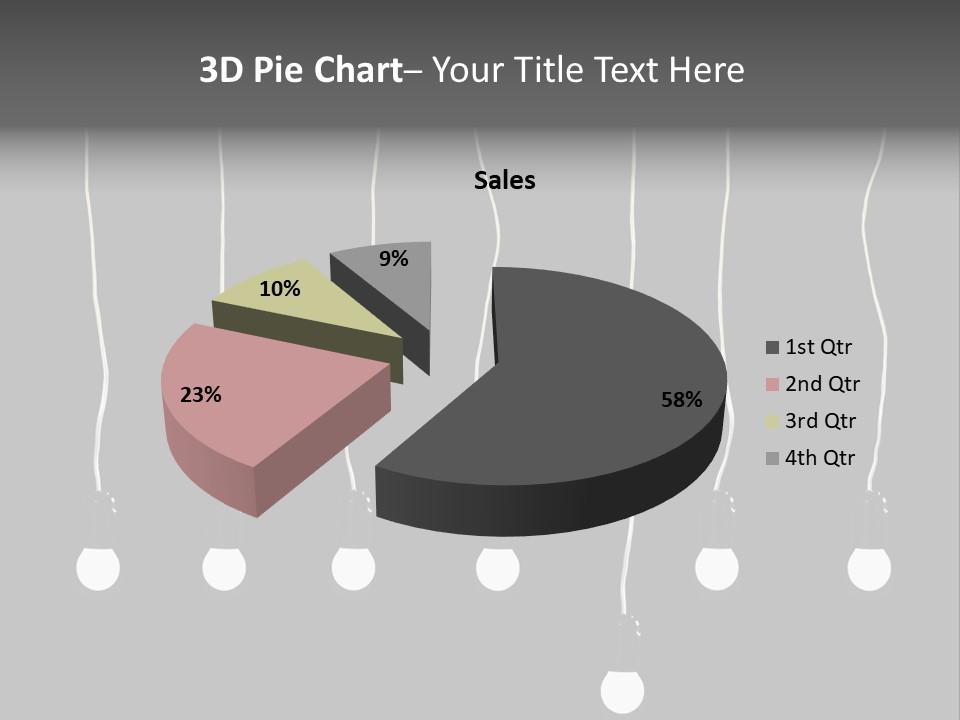 Seven Electric Lamps On A Black Background PowerPoint Template