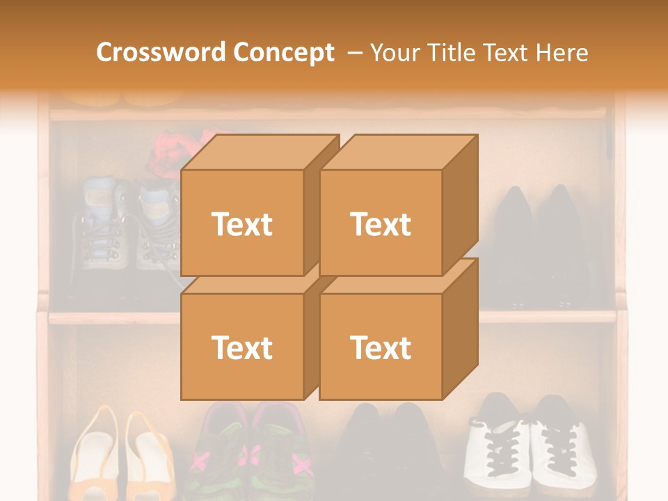 Shoes, Gym Shoes, Boots And Other Footwear Stand On A Rack PowerPoint Template