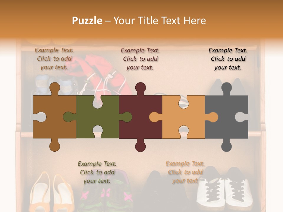 Shoes, Gym Shoes, Boots And Other Footwear Stand On A Rack PowerPoint Template