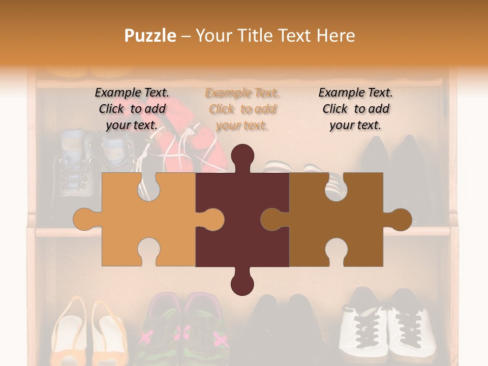 Shoes, Gym Shoes, Boots And Other Footwear Stand On A Rack PowerPoint Template