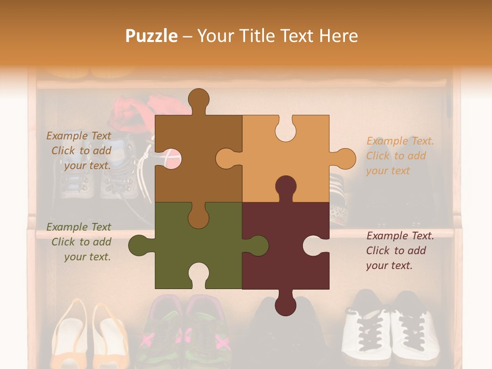 Shoes, Gym Shoes, Boots And Other Footwear Stand On A Rack PowerPoint Template