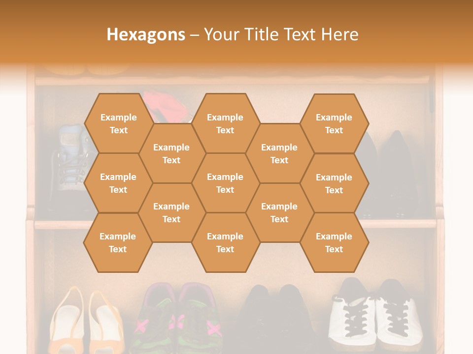 Shoes, Gym Shoes, Boots And Other Footwear Stand On A Rack PowerPoint Template