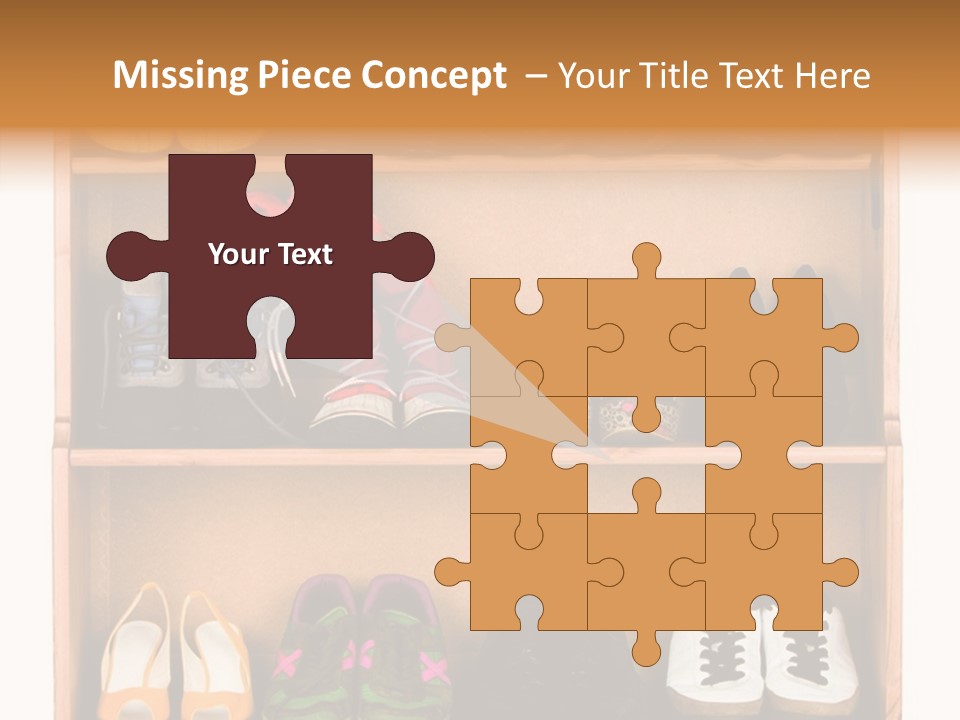 Shoes, Gym Shoes, Boots And Other Footwear Stand On A Rack PowerPoint Template