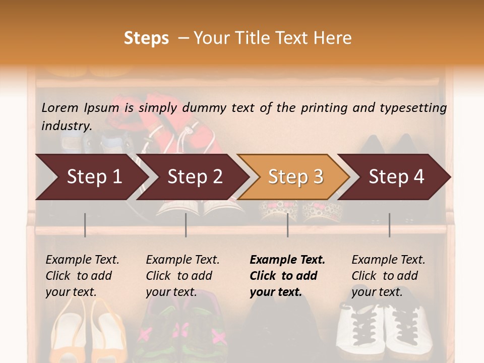 Shoes, Gym Shoes, Boots And Other Footwear Stand On A Rack PowerPoint Template