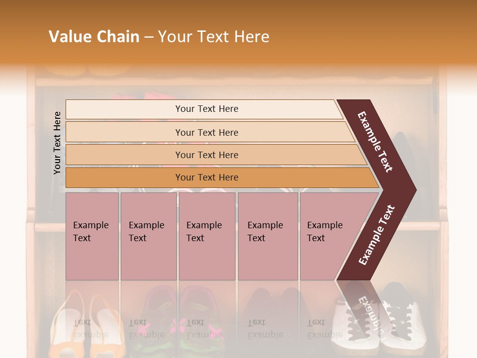 Shoes, Gym Shoes, Boots And Other Footwear Stand On A Rack PowerPoint Template