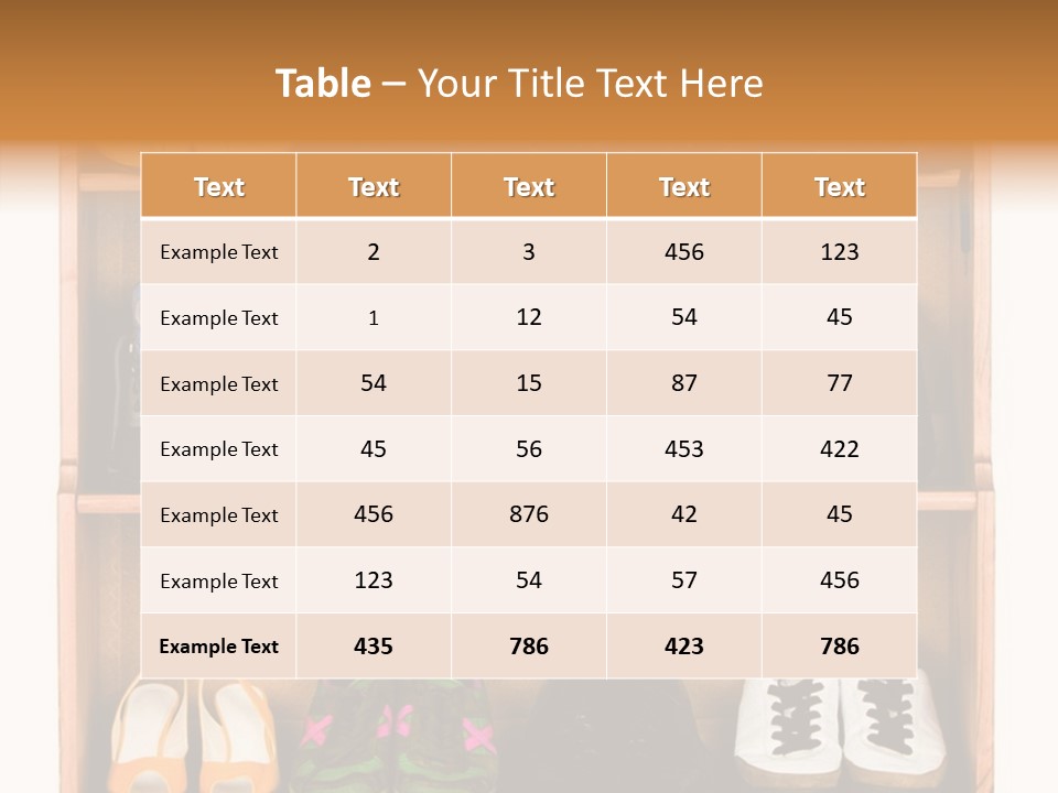 Shoes, Gym Shoes, Boots And Other Footwear Stand On A Rack PowerPoint Template