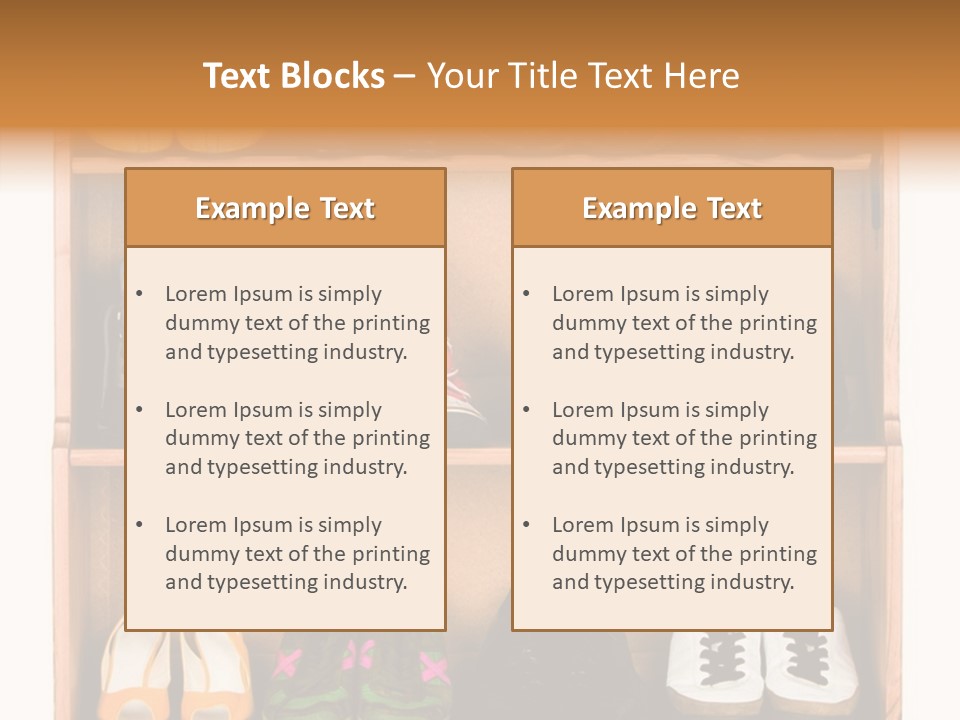 Shoes, Gym Shoes, Boots And Other Footwear Stand On A Rack PowerPoint Template