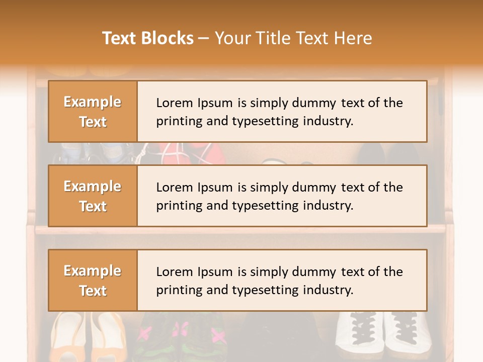 Shoes, Gym Shoes, Boots And Other Footwear Stand On A Rack PowerPoint Template