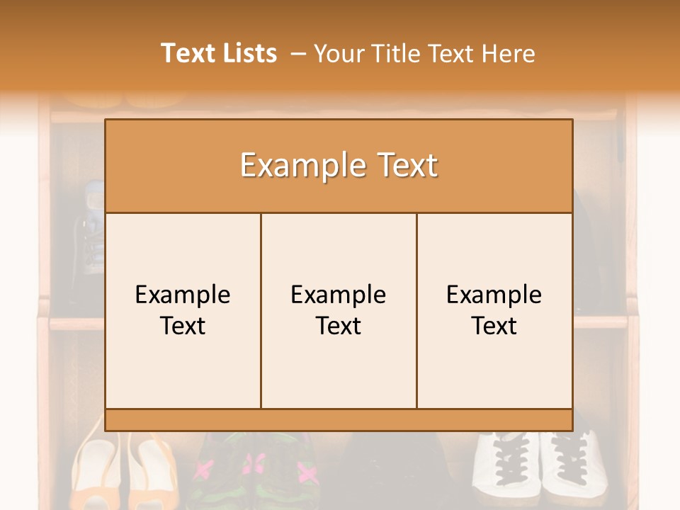 Shoes, Gym Shoes, Boots And Other Footwear Stand On A Rack PowerPoint Template