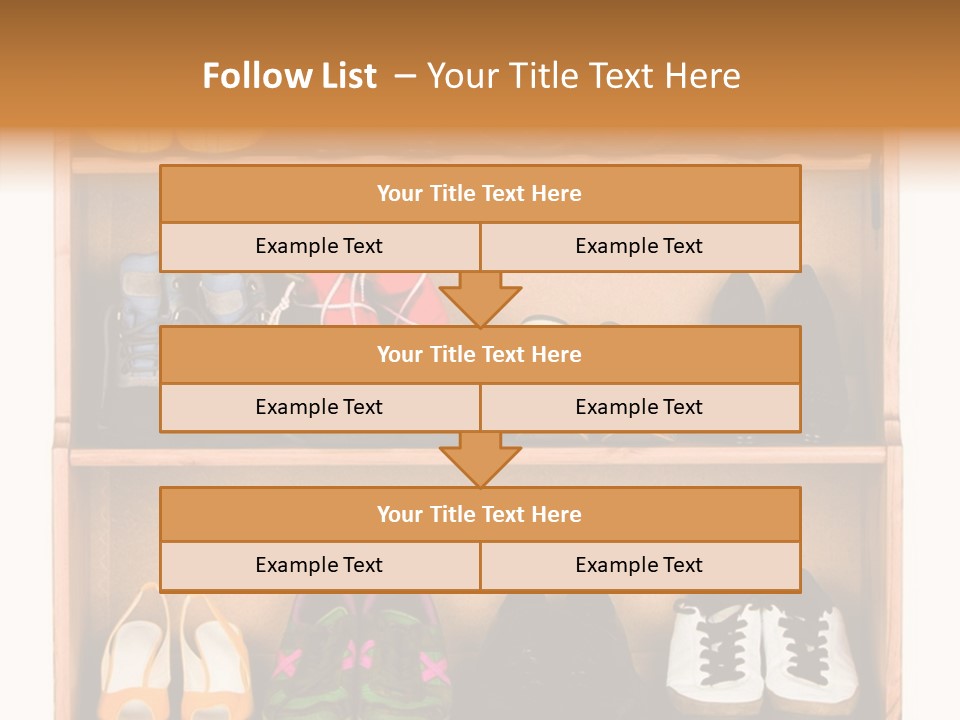 Shoes, Gym Shoes, Boots And Other Footwear Stand On A Rack PowerPoint Template