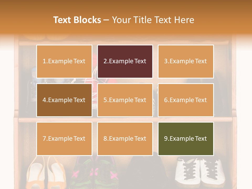 Shoes, Gym Shoes, Boots And Other Footwear Stand On A Rack PowerPoint Template