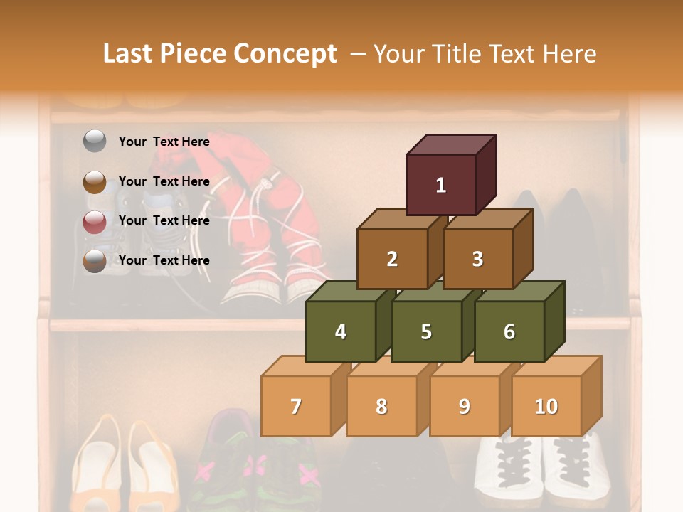 Shoes, Gym Shoes, Boots And Other Footwear Stand On A Rack PowerPoint Template