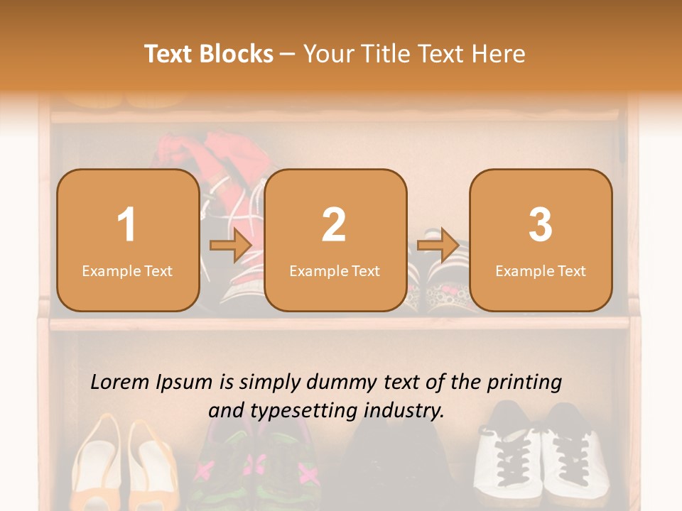 Shoes, Gym Shoes, Boots And Other Footwear Stand On A Rack PowerPoint Template