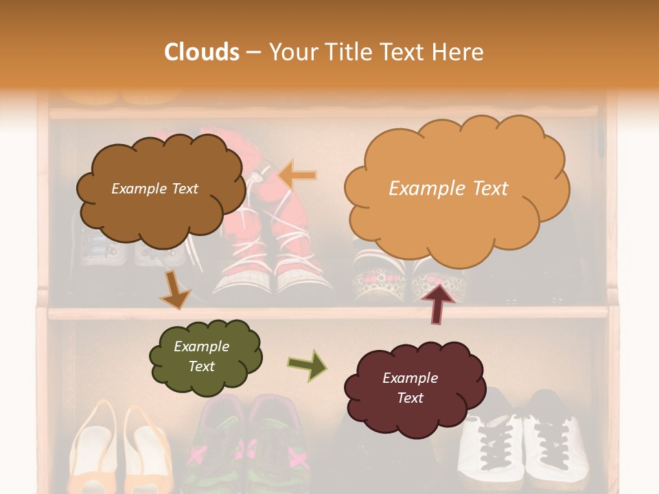 Shoes, Gym Shoes, Boots And Other Footwear Stand On A Rack PowerPoint Template