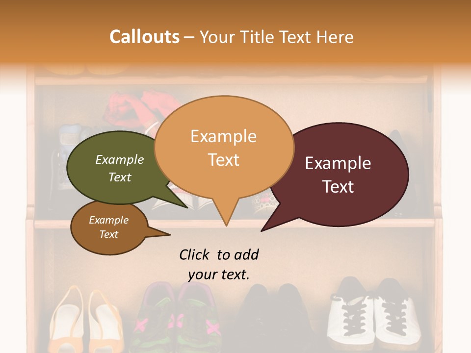 Shoes, Gym Shoes, Boots And Other Footwear Stand On A Rack PowerPoint Template