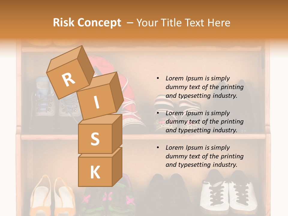 Shoes, Gym Shoes, Boots And Other Footwear Stand On A Rack PowerPoint Template