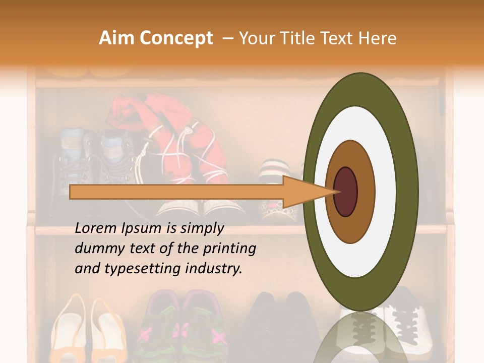 Shoes, Gym Shoes, Boots And Other Footwear Stand On A Rack PowerPoint Template