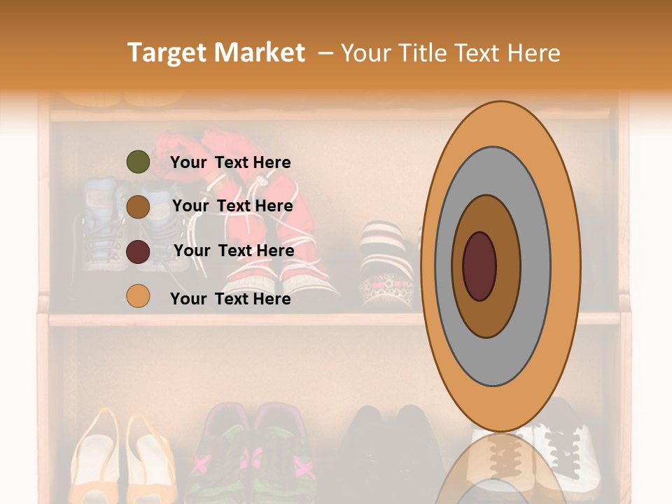 Shoes, Gym Shoes, Boots And Other Footwear Stand On A Rack PowerPoint Template